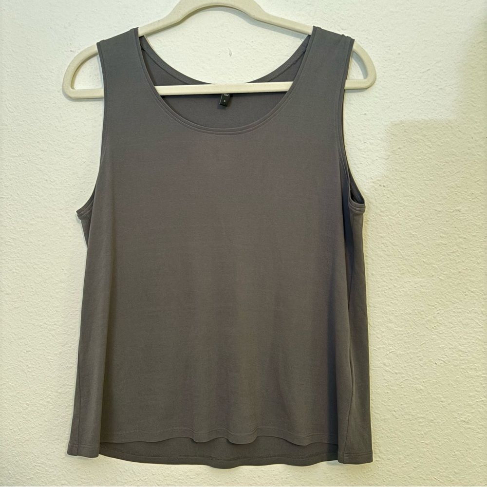 NWOT Eileen Fisher Long Silk Tank Darker Grey Size Small